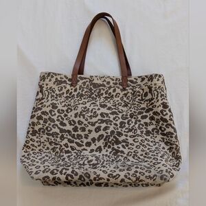 MADEWELL leopard print canvas transport tote